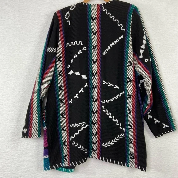 Crystal heavy knit embroidery Aztec boho art to wear open front cardigan jacket. - Picture 6 of 9